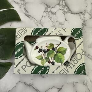 Portmeirion Teapot Shaped Tea Spoon Rest New Wild Blackberry Fruit Floral